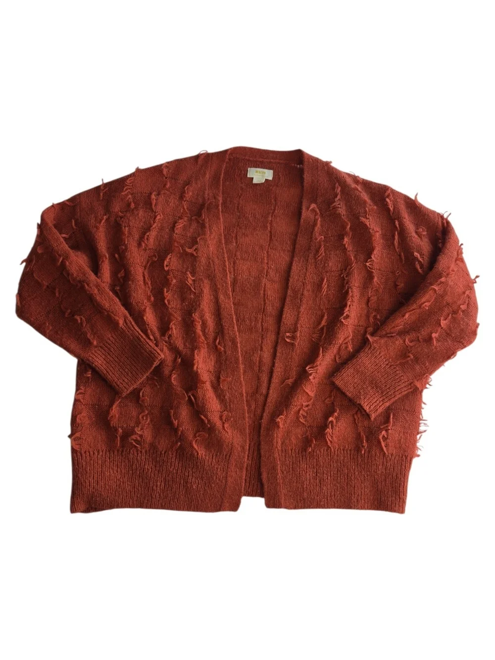 MAEVE ANTHROPOLOGIE | Fringe Open Front Wool Alpaca Blend Fuzzy Cardigan | XS S